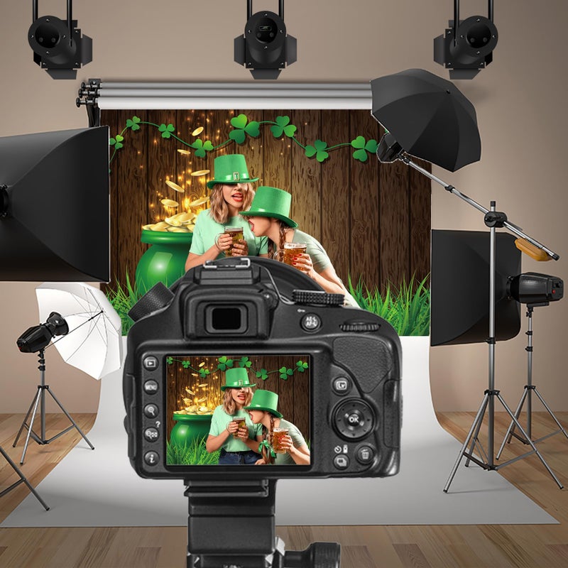 Baocicco 5x3ft Vinyl St.Patrick's Day Backdrop Pot of Gold Photography Background Lucky Irish Shamrock Wooden Texture Wall Grass Field Children Baby Adults Portraits Photo Studio - Image 5